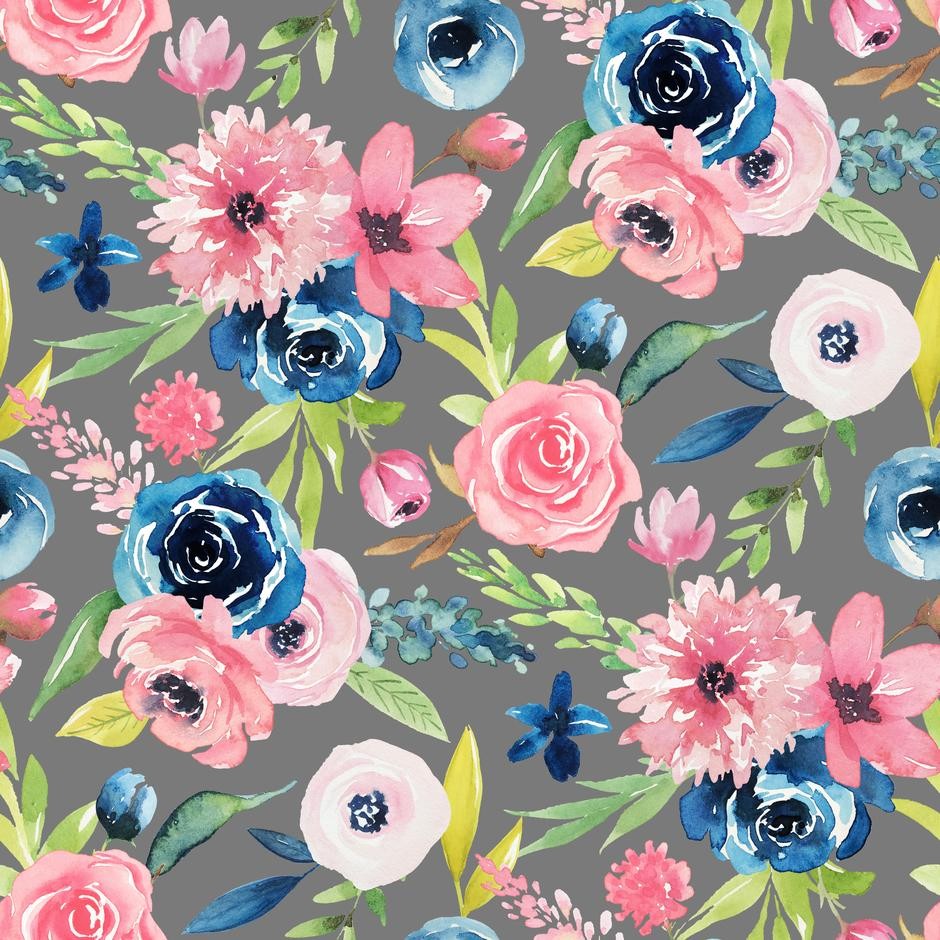 PUL fleurs sur fond gris